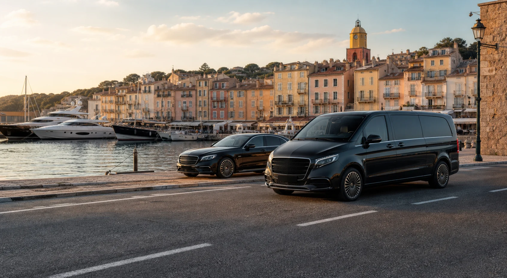 Premium chauffeur vehicle for a Nice Airport to Saint-Tropez long-distance transfer